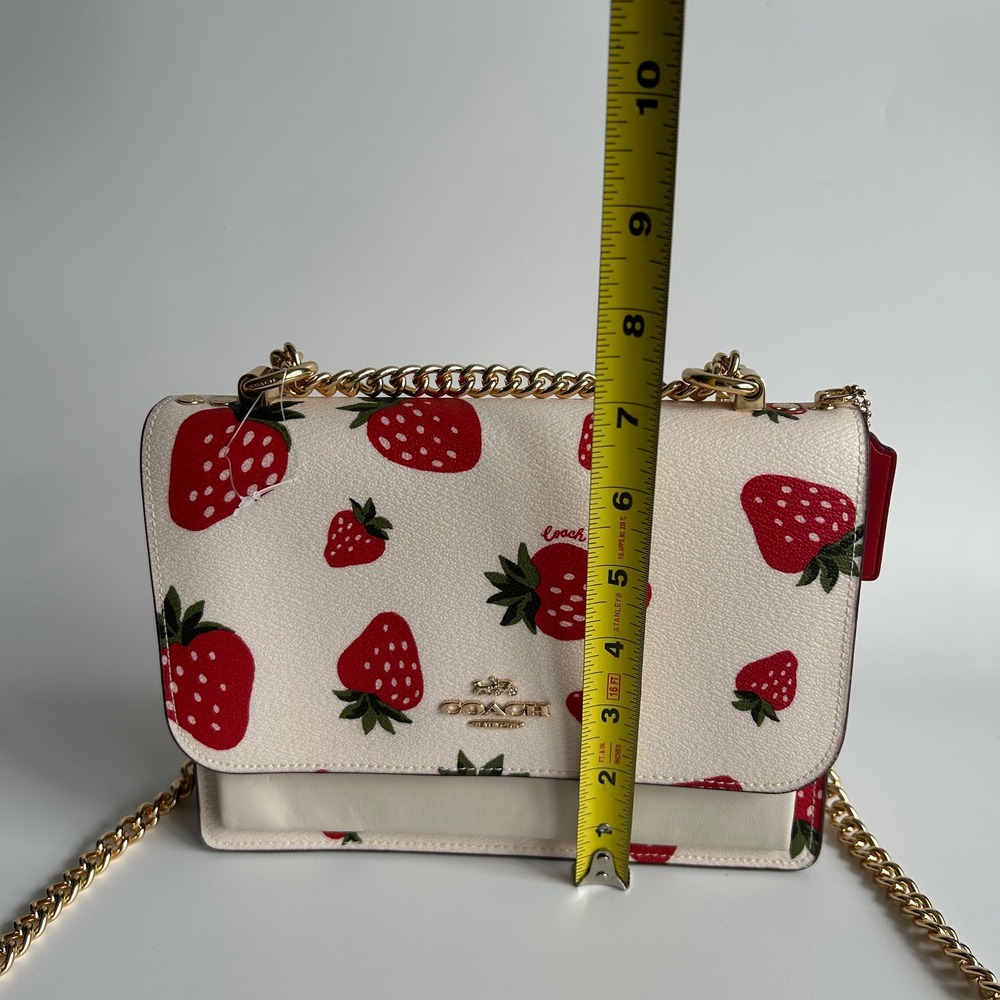 Coach Klare Crossbody Chalk White Strawberry Pebbled Leather Bag Excellent - Picture 11 of 12